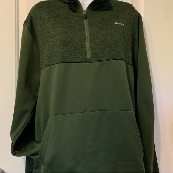 Reebok Men’s Olive Green Quarter Zip Pullover Sweatshirt Size Large Casual - Picture 2 of 7
